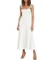 Women's Rib Knit Summer Maxi Tie Square Neck Party Maxi Dress