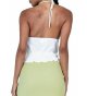 Women Backless Crop Top Vintage Sexy Tie Up Halter Deep V Neck Spaghetti Strap Cami Top
