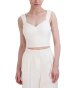 Women's Sweetheart Neck Sleeveless Shirred Strap Crop Top